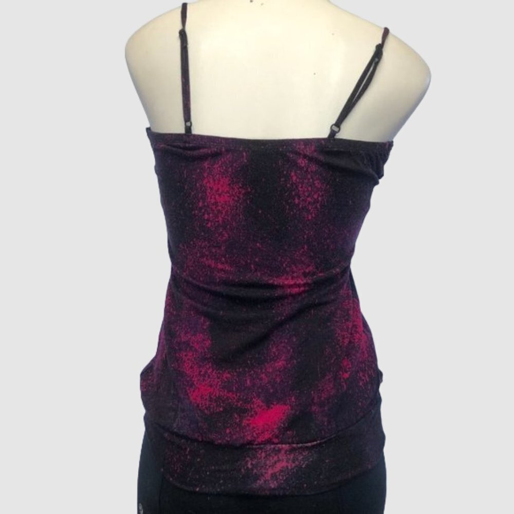Dynamite Dark Pink & Black Glo-mesh Spaghetti Strap Camisole Top - Picture 2 of 8